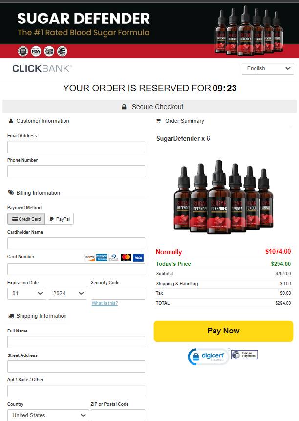 Sugar Defender - Secure checkout